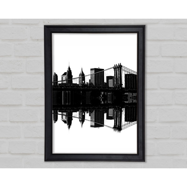 Ebern Designs Brooklyn Bridge Reflexionen B N W Gerahmter Druck